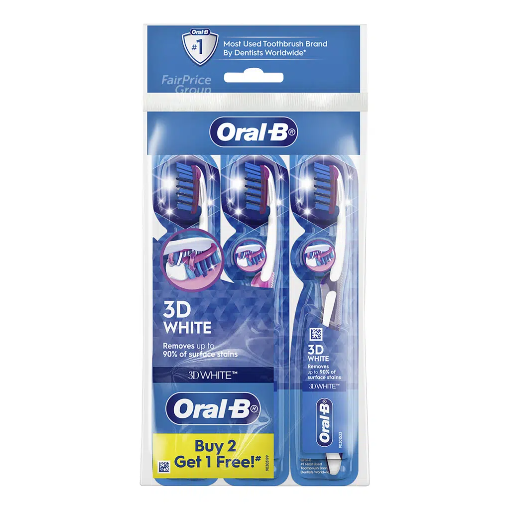 Oral-B Toothbrush – 3D White (Soft) 2 + 1 free per pack