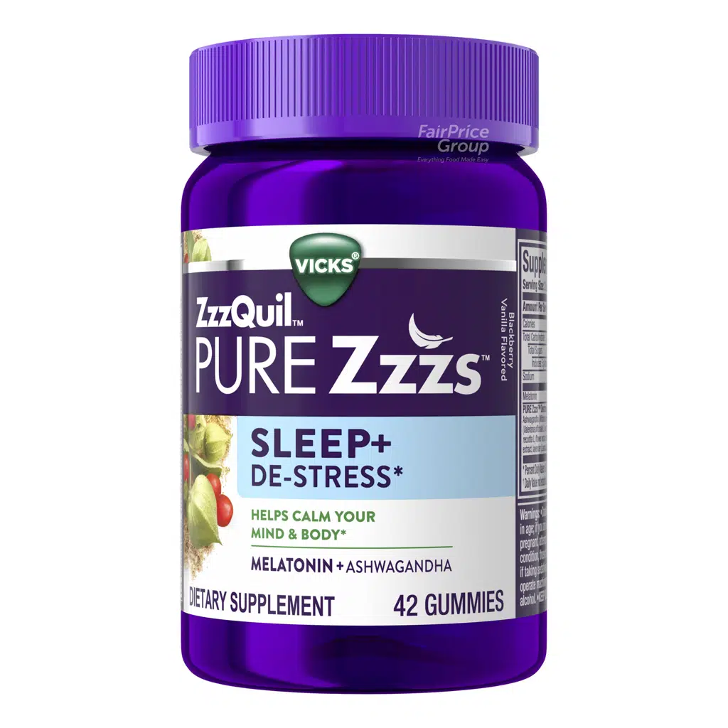 ZzzQuil Pure Dietary Supplement – Sleep+ De-Stress 42s