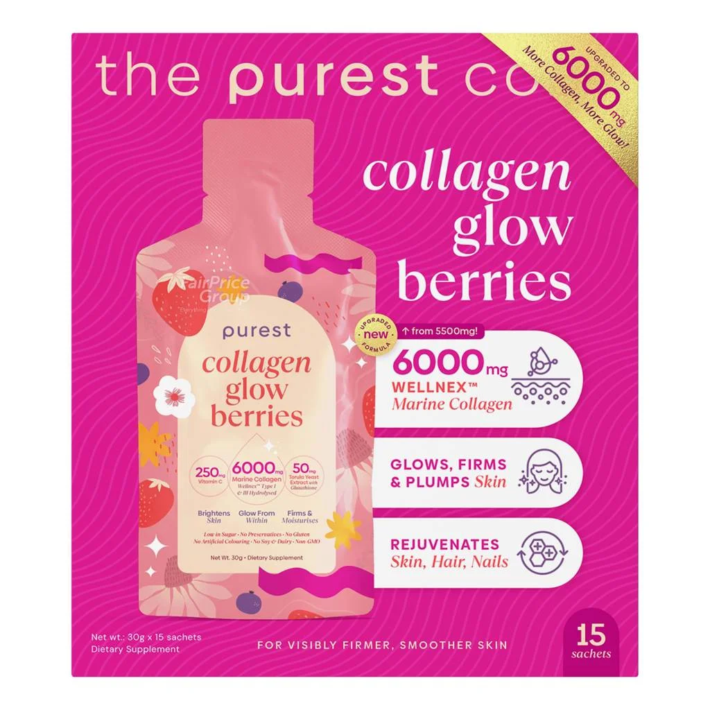The Purest Co Collagen Glow Berries 6000mg Sachets 15s