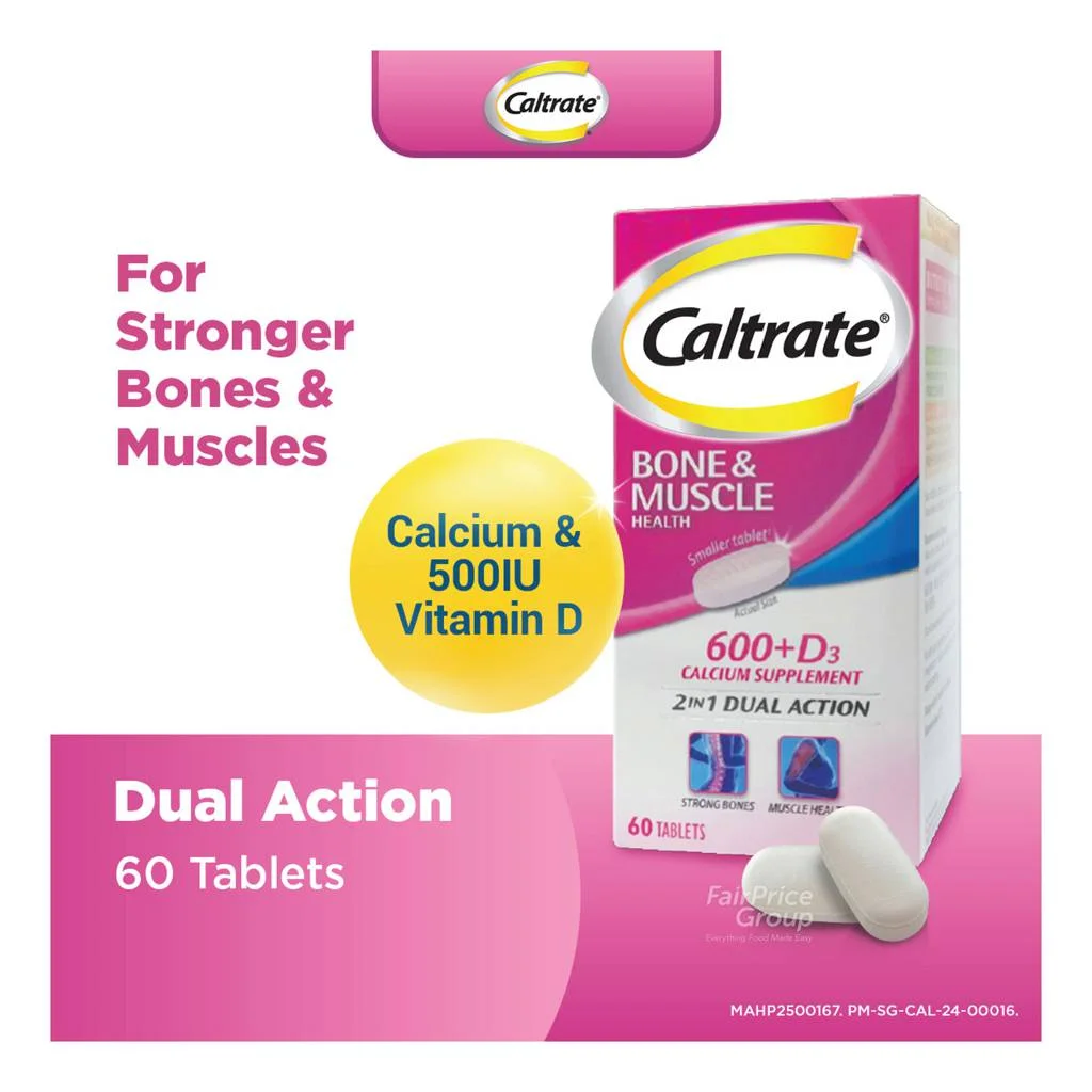 Caltrate Dual Action 600 Plus 500IU Tablets, 60s